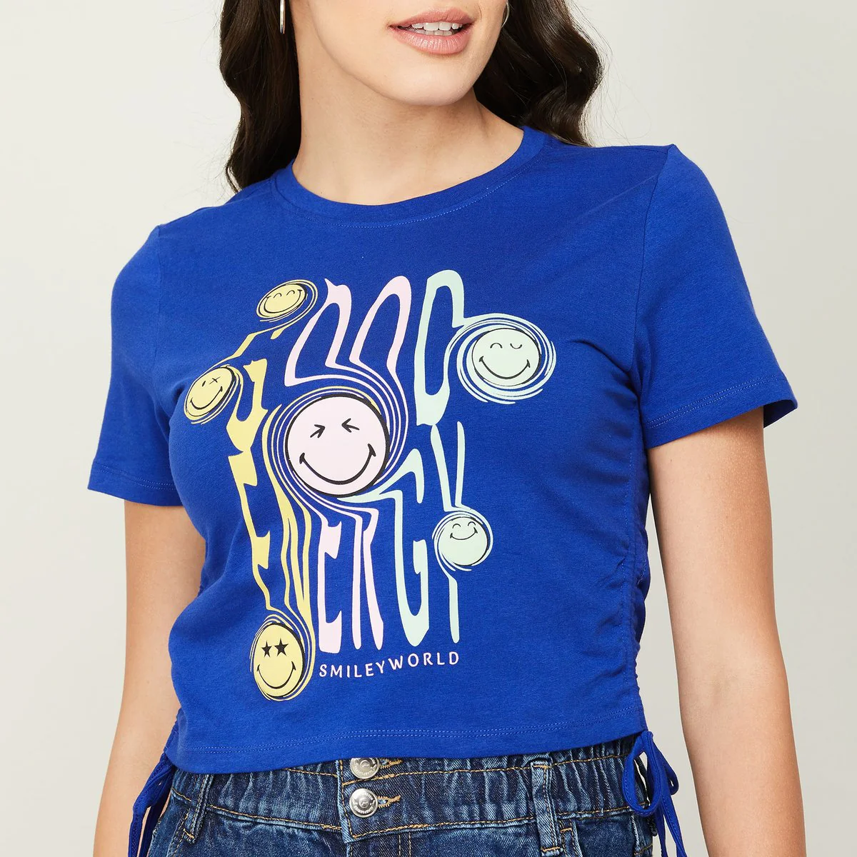 SmileyWorld Women Printed Crew Neck Crop Top - Image 3