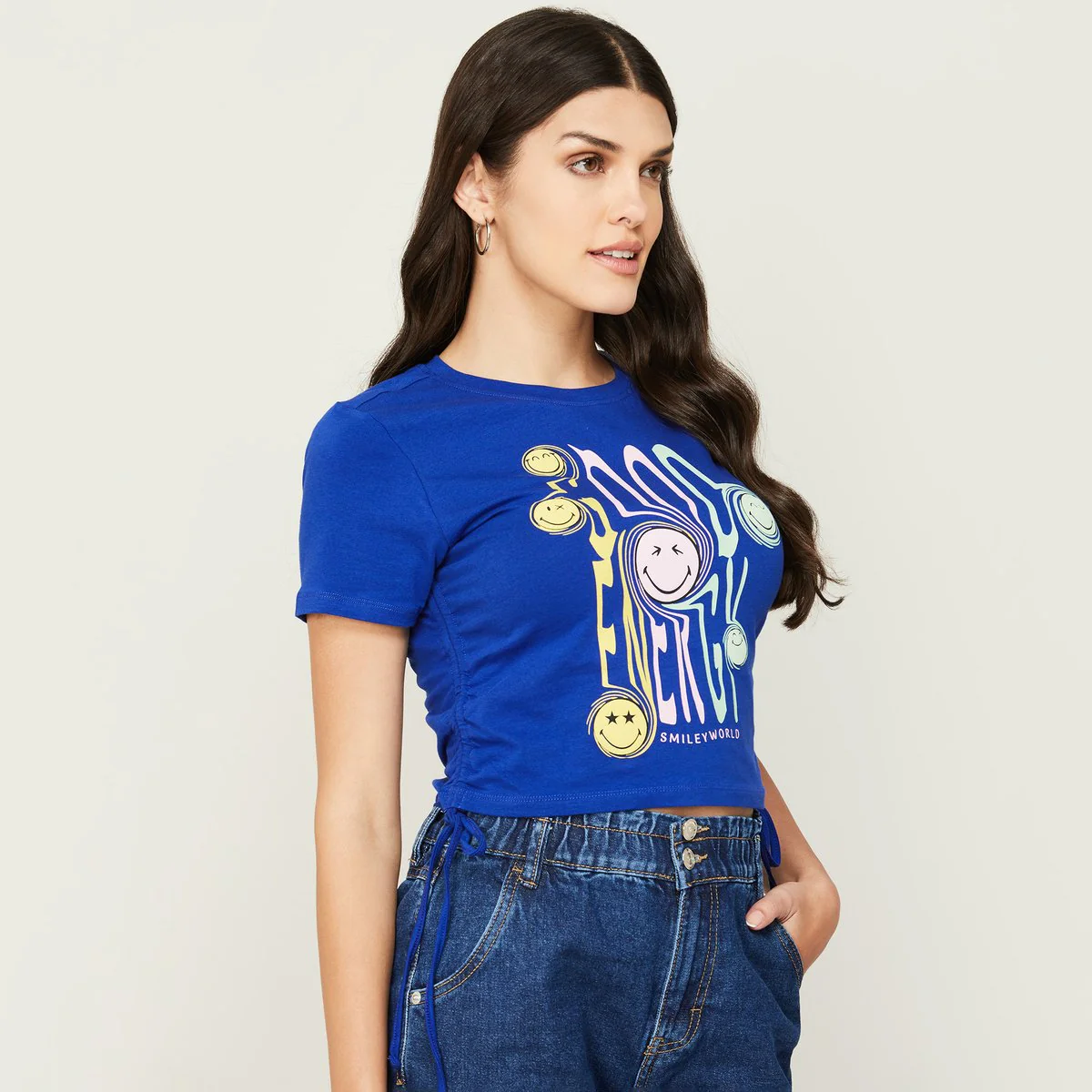SmileyWorld Women Printed Crew Neck Crop Top - Image 4