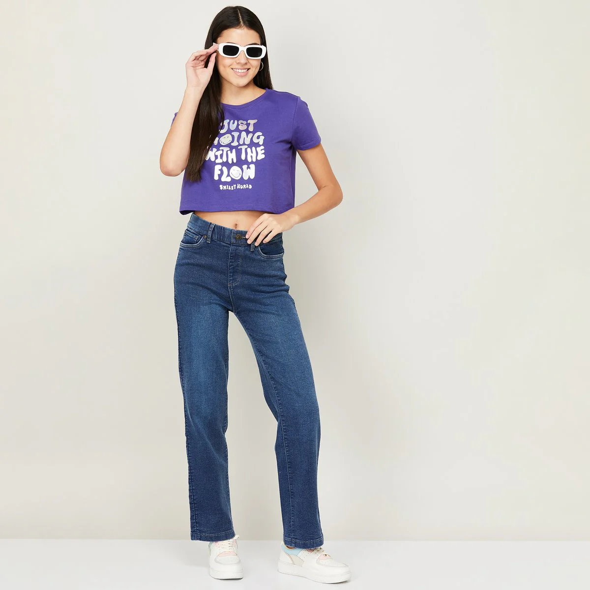 SmileyWorld Women Printed Crop T-Shirt - Image 2