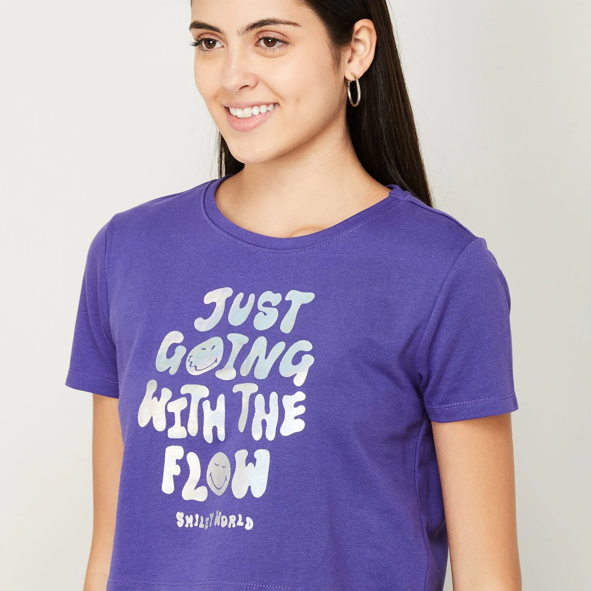 SmileyWorld Women Printed Crop T-Shirt - Image 3