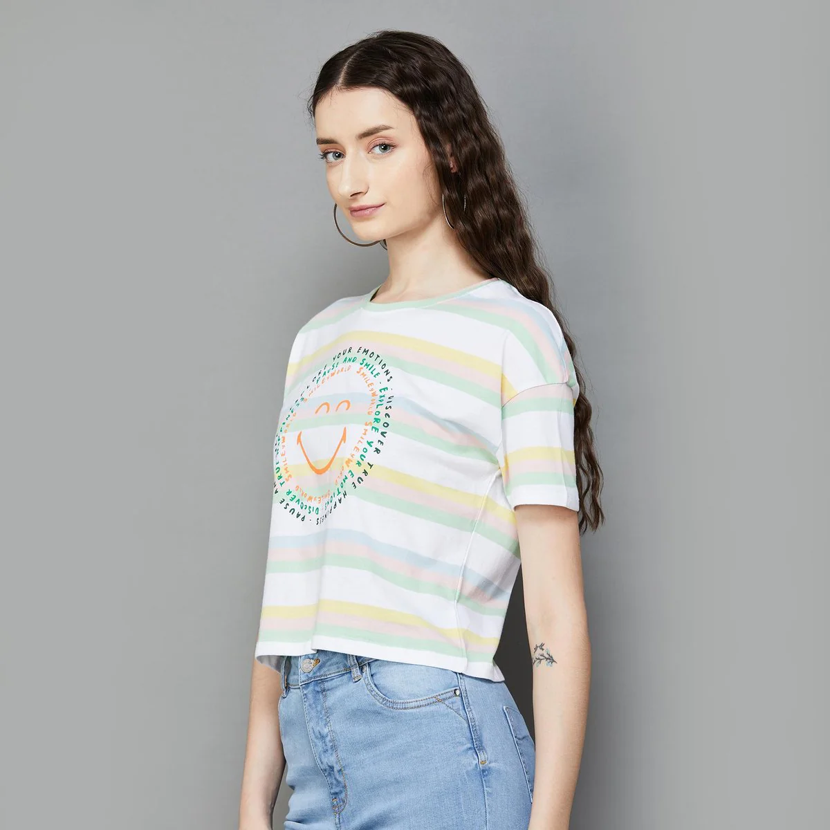 SmileyWorld Women Printed Crop T-Shirt - Image 3