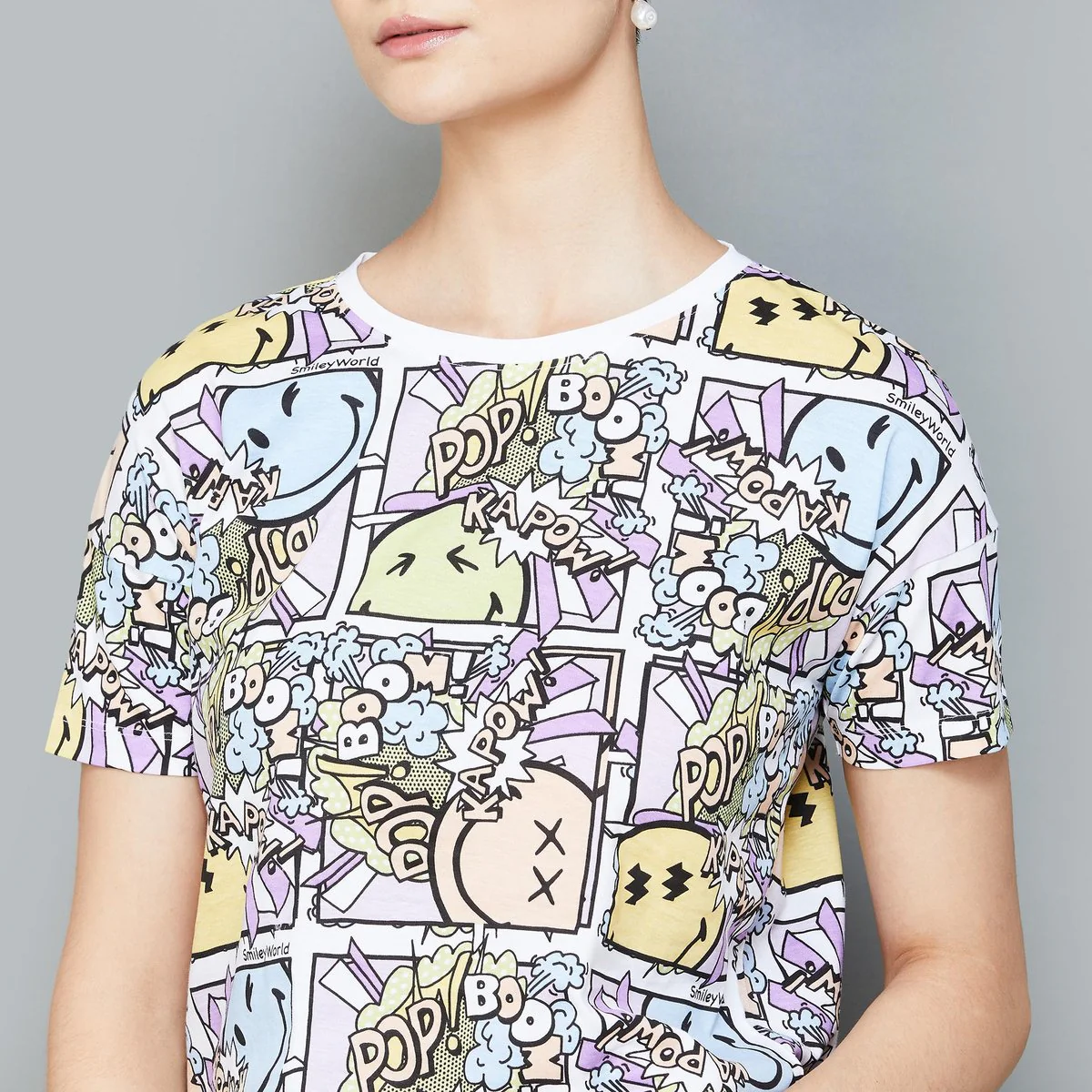 SmileyWorld Women Printed Crop T-Shirt - Image 4