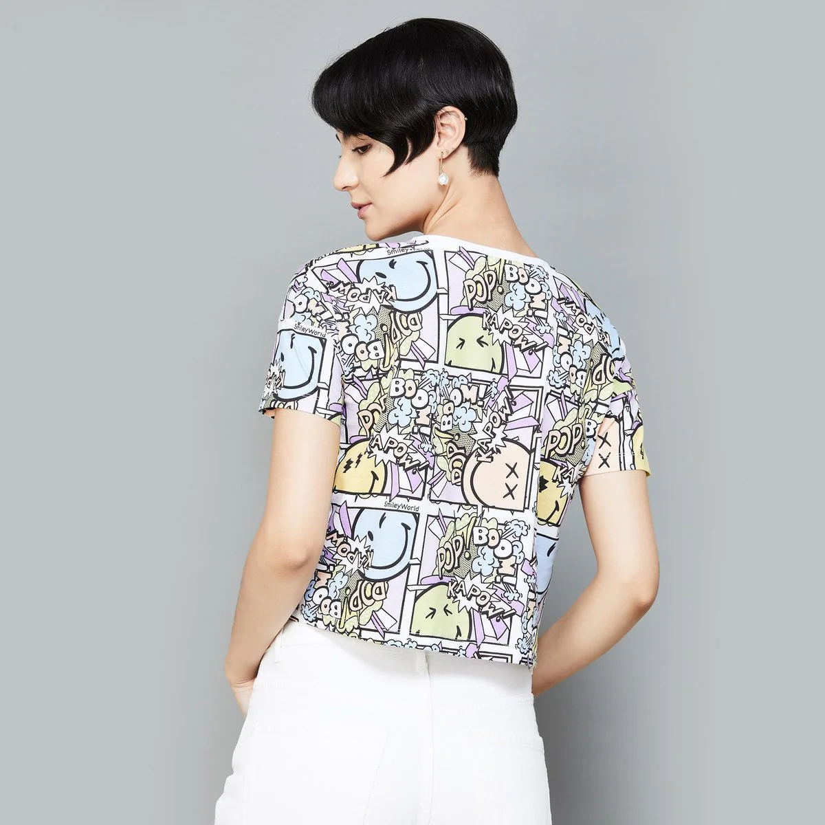 SmileyWorld Women Printed Crop T-Shirt - Image 5