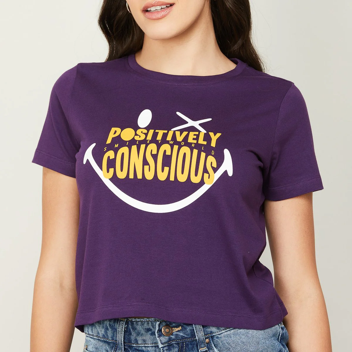 SmileyWorld Women Printed Crop T-Shirt - Image 4