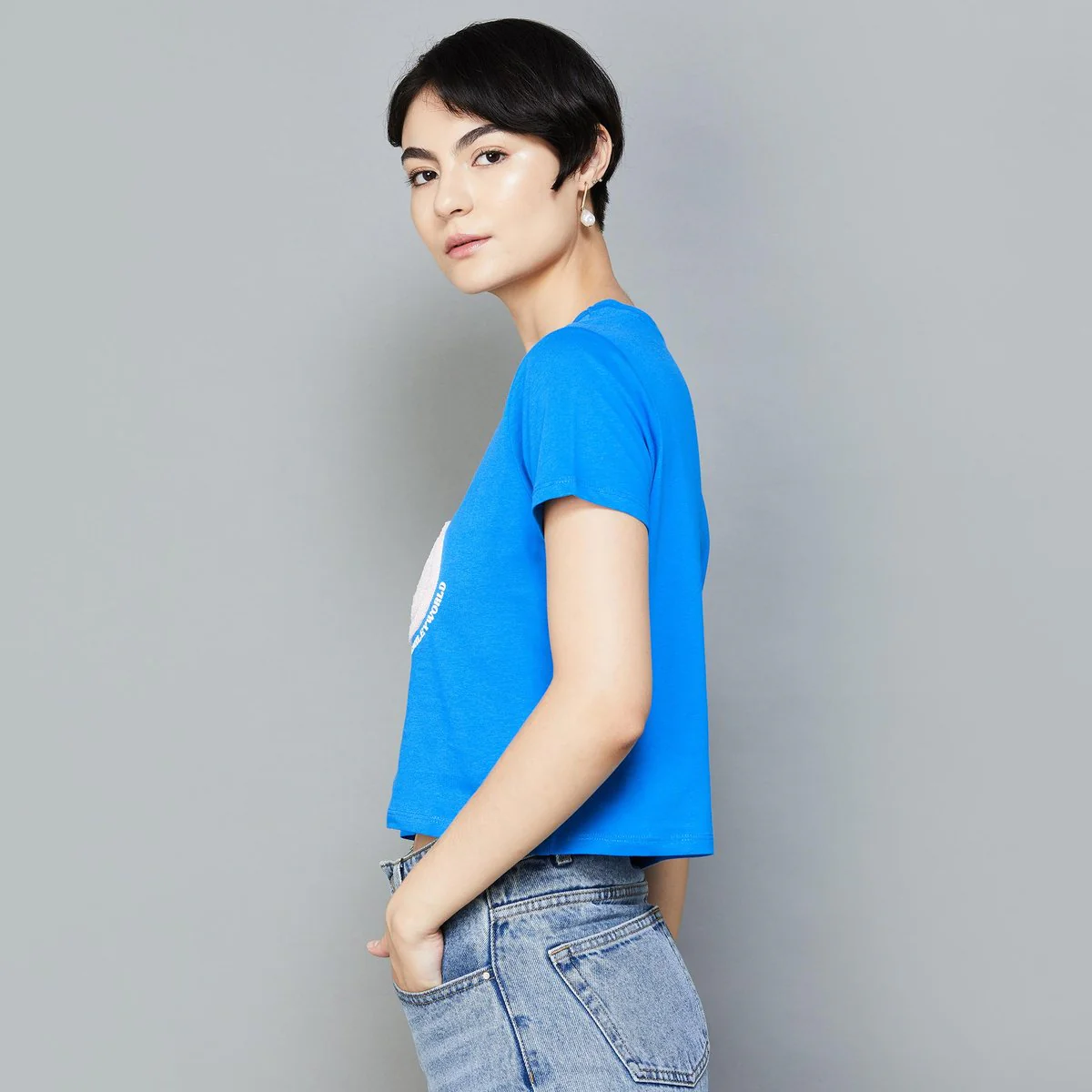SmileyWorld Women Printed Cropped T-Shirt - Image 3
