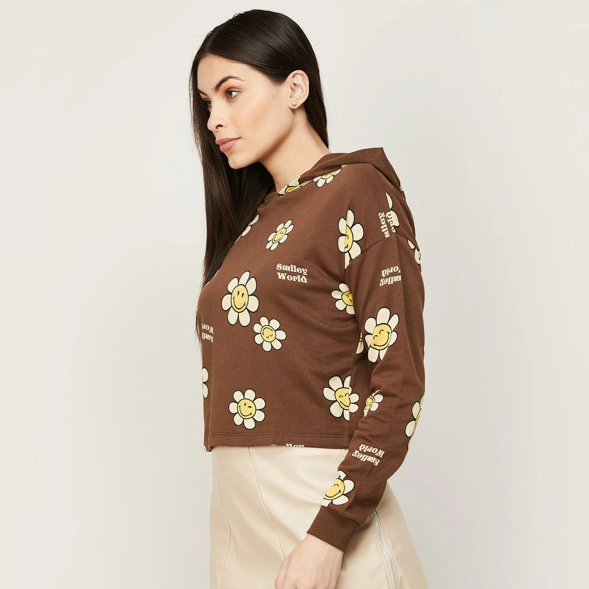 SmileyWorld Women Printed Hooded Sweatshirt - Image 2