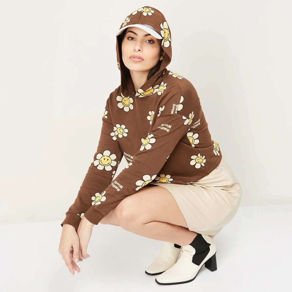 SmileyWorld Women Printed Hooded Sweatshirt - Image 4