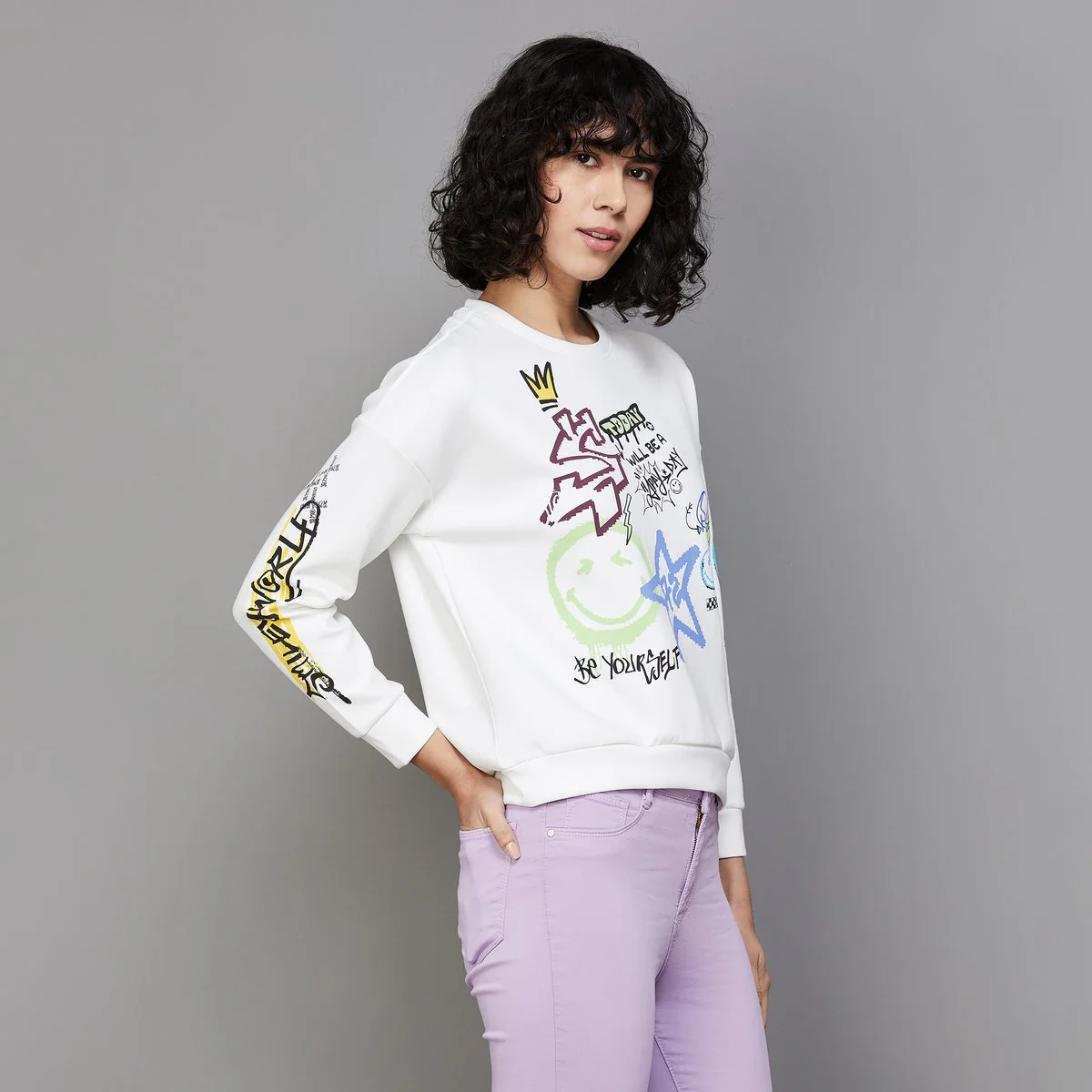SmileyWorld Women Printed Pullover Sweatshirt - Image 3