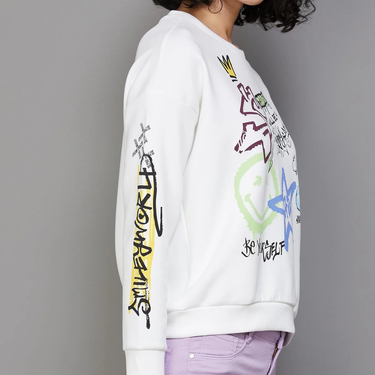 SmileyWorld Women Printed Pullover Sweatshirt - Image 4