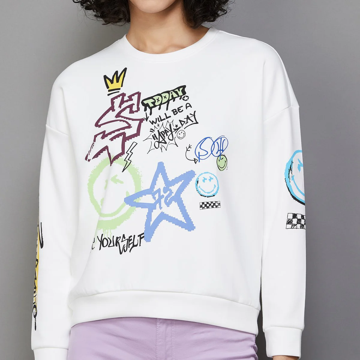 SmileyWorld Women Printed Pullover Sweatshirt - Image 7