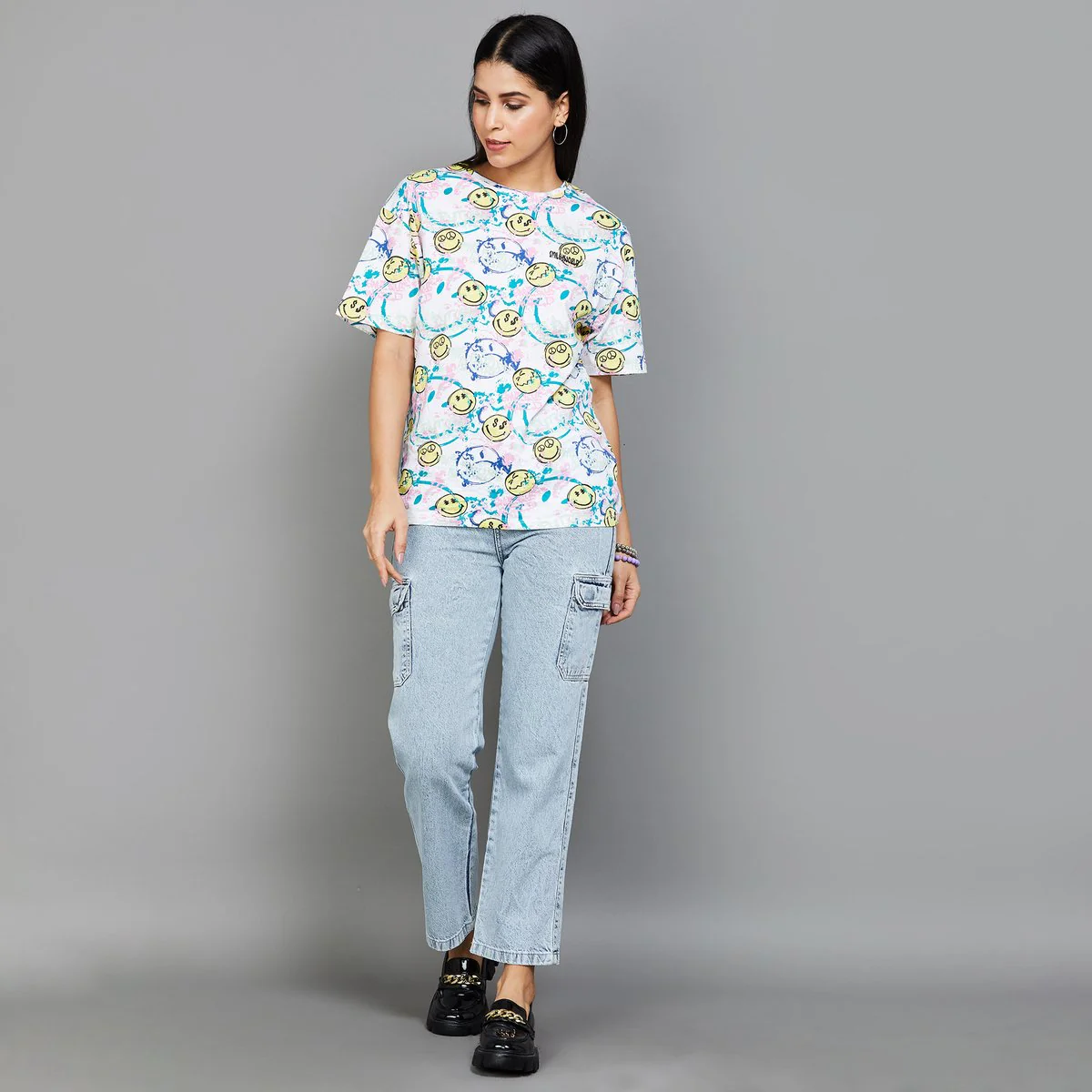 SmileyWorld Women Printed Regular Fit T-Shirt