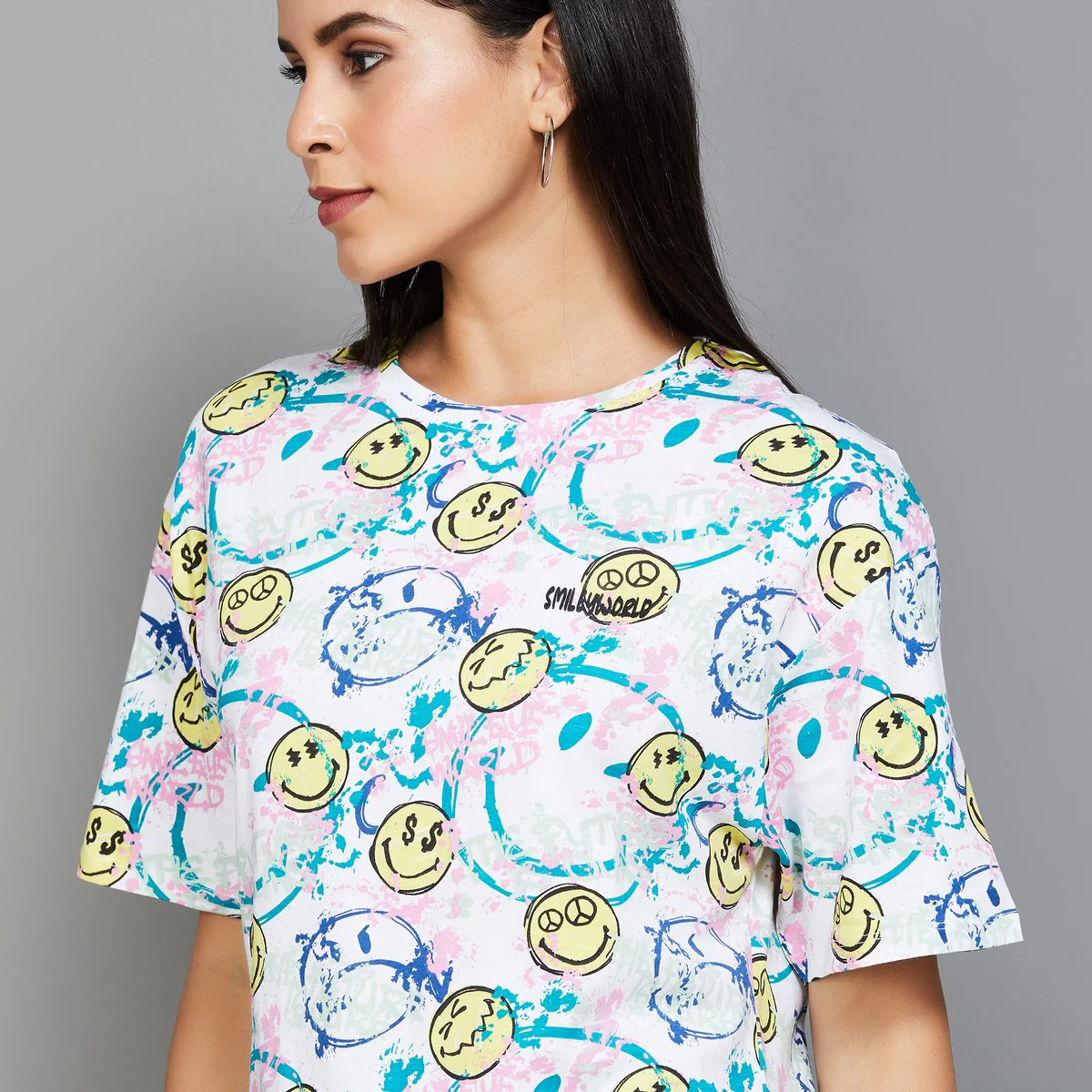 SmileyWorld Women Printed Regular Fit T-Shirt - Image 3