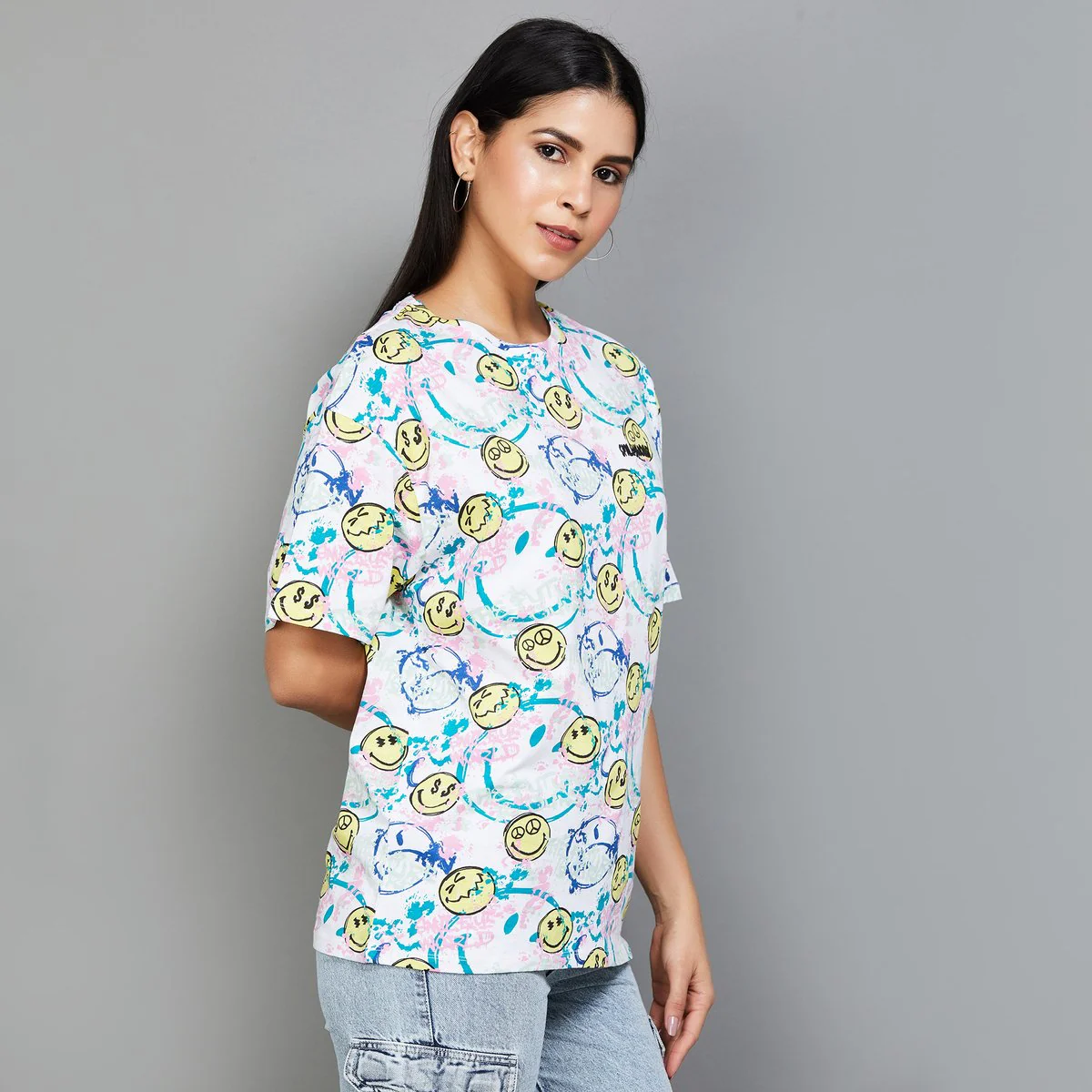 SmileyWorld Women Printed Regular Fit T-Shirt - Image 4