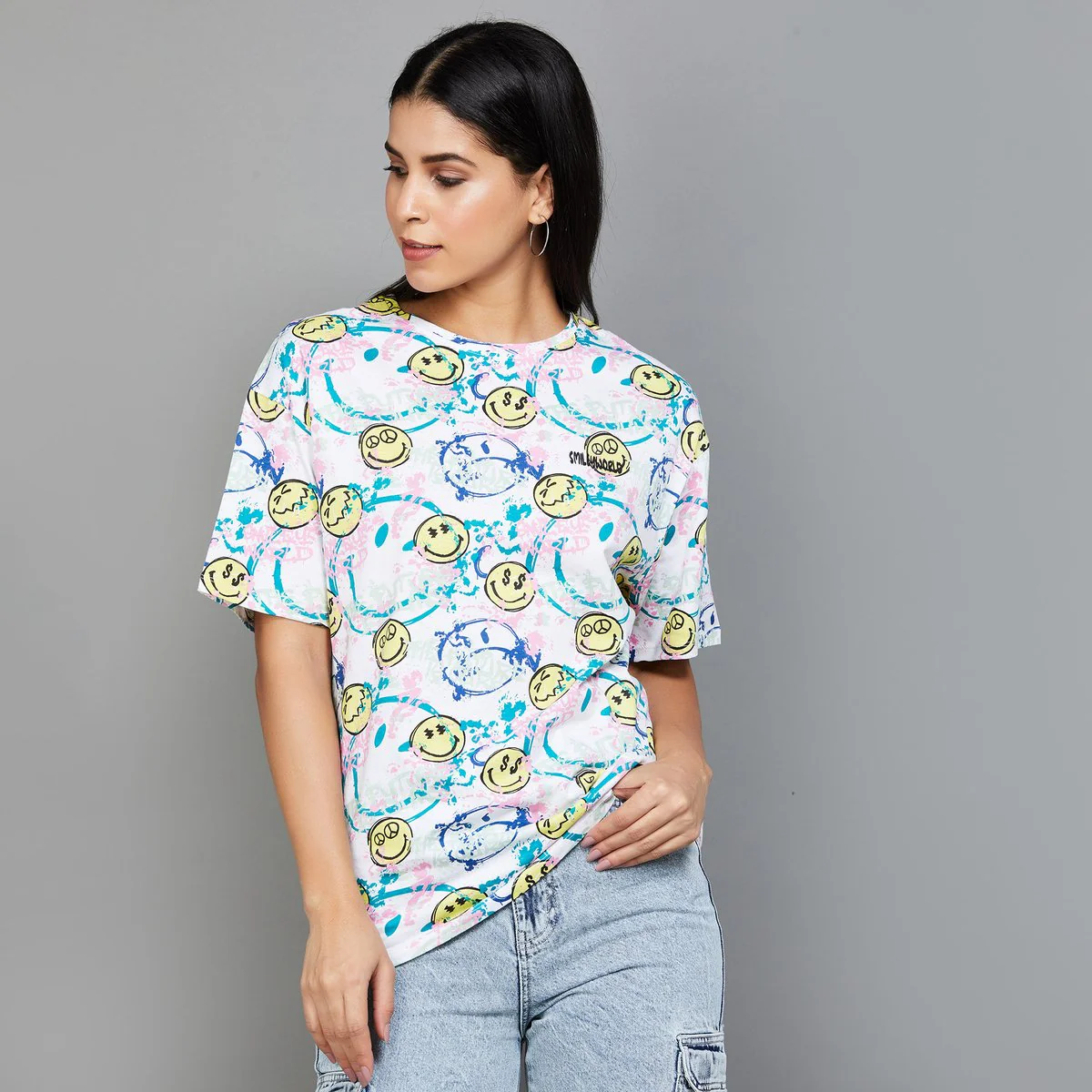 SmileyWorld Women Printed Regular Fit T-Shirt - Image 5