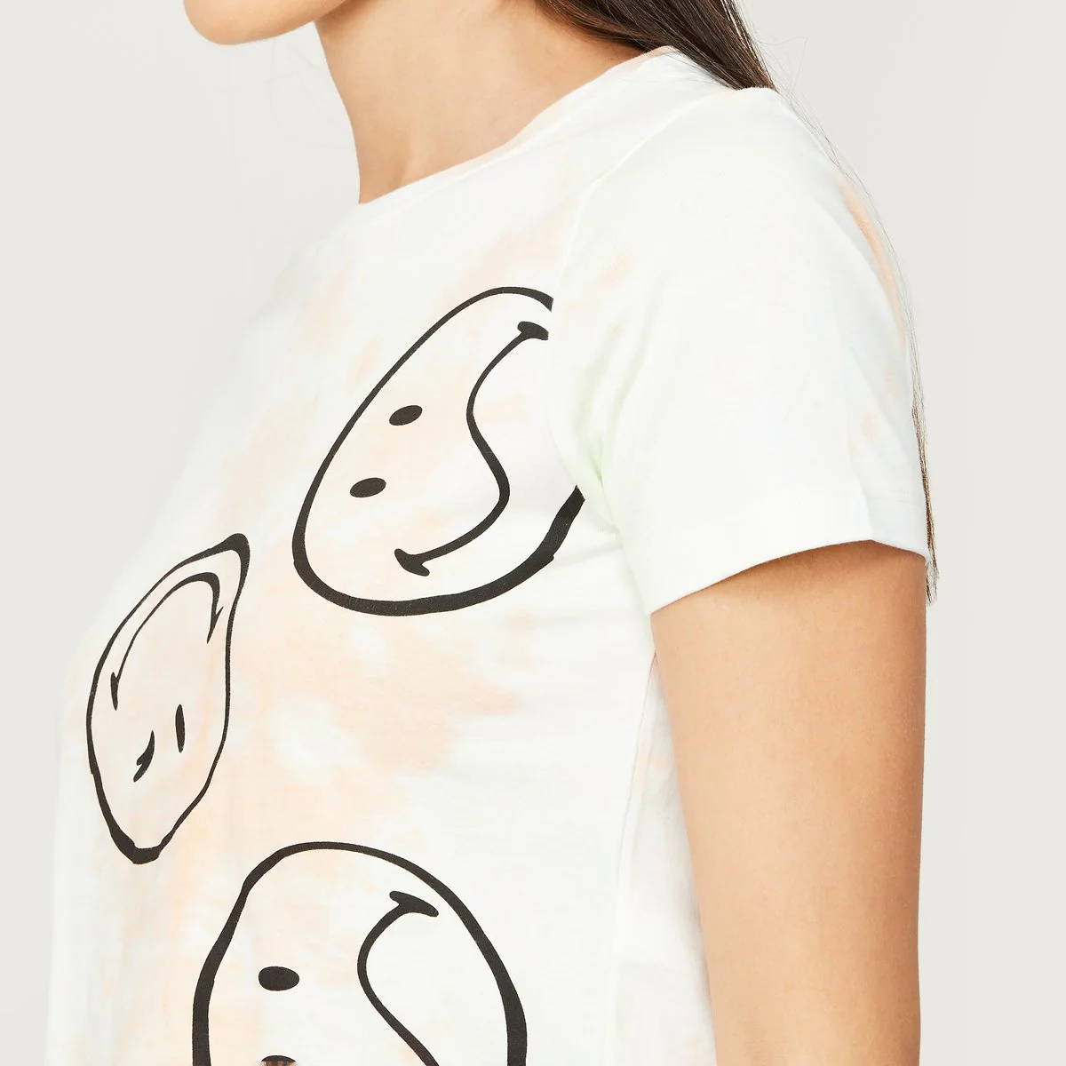 SmileyWorld Women Printed Round Neck Crop T-Shirt - Image 3