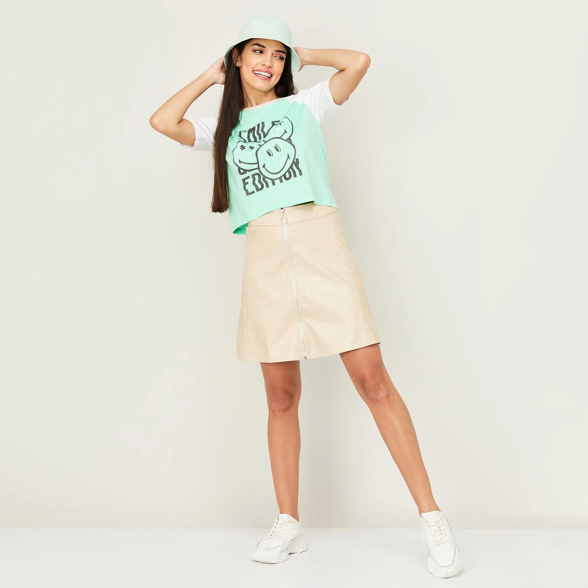 SmileyWorld Women Printed Round Neck Crop T-Shirt - Image 2