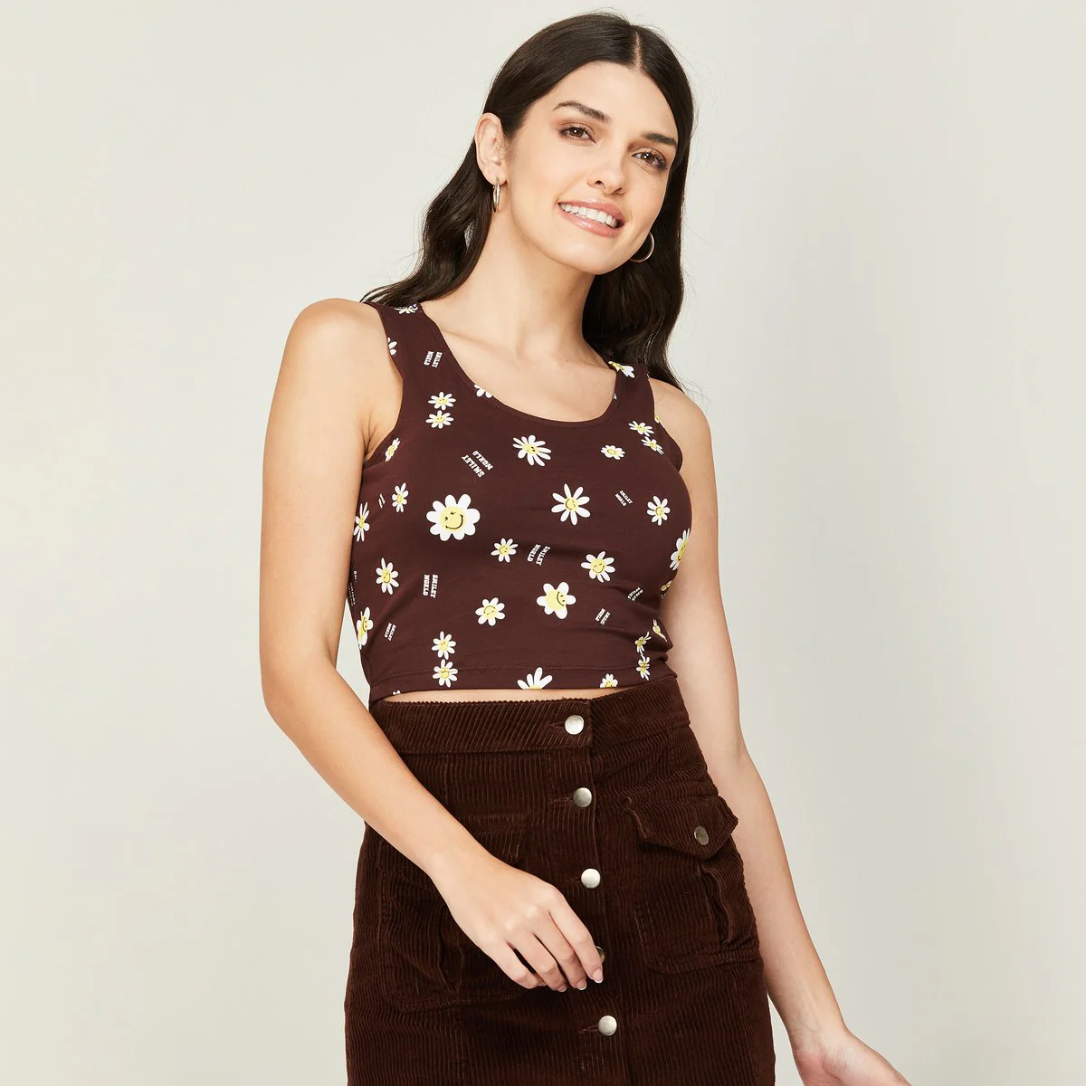 SmileyWorld Women Printed Round Neck Crop Top - Image 3