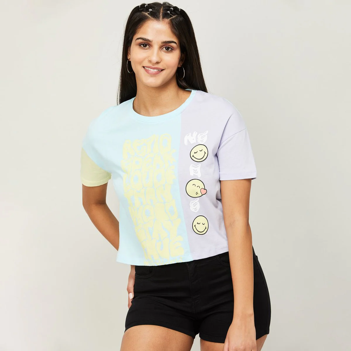 SmileyWorld Women Printed Round Neck Regular Fit T-Shirt - Image 3