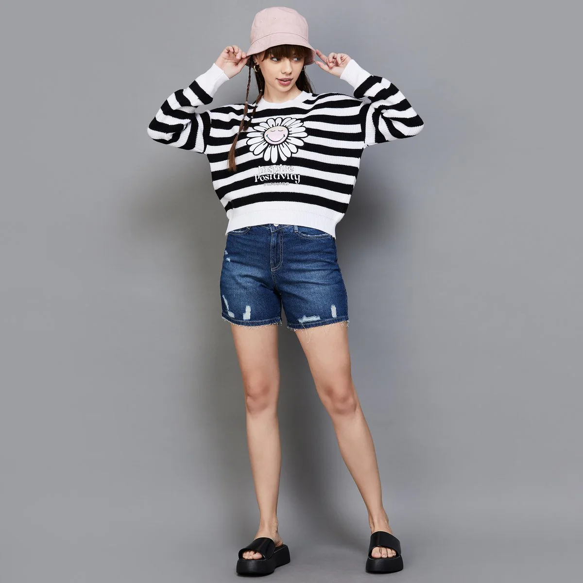 SmileyWorld Women Striped Pullover - Image 2