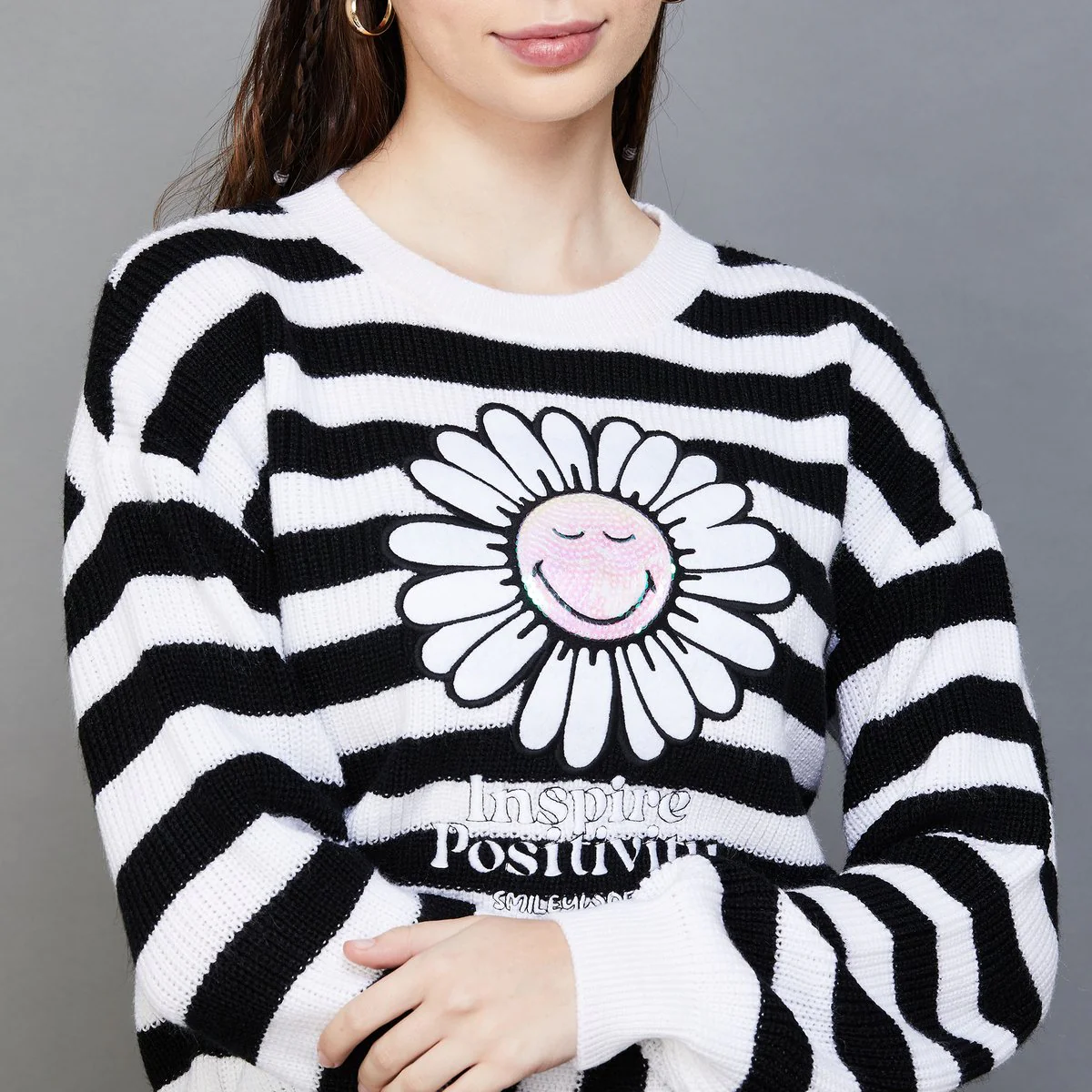 SmileyWorld Women Striped Pullover - Image 4