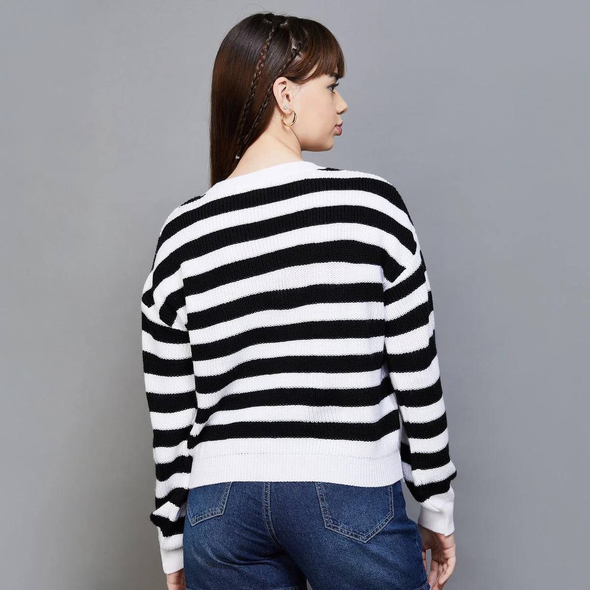 SmileyWorld Women Striped Pullover - Image 5