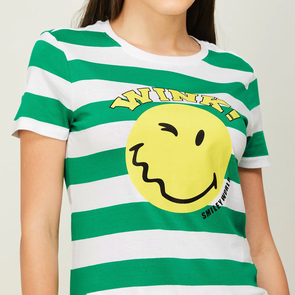 SmileyWorld Women Striped Round Neck T-Shirt - Image 4