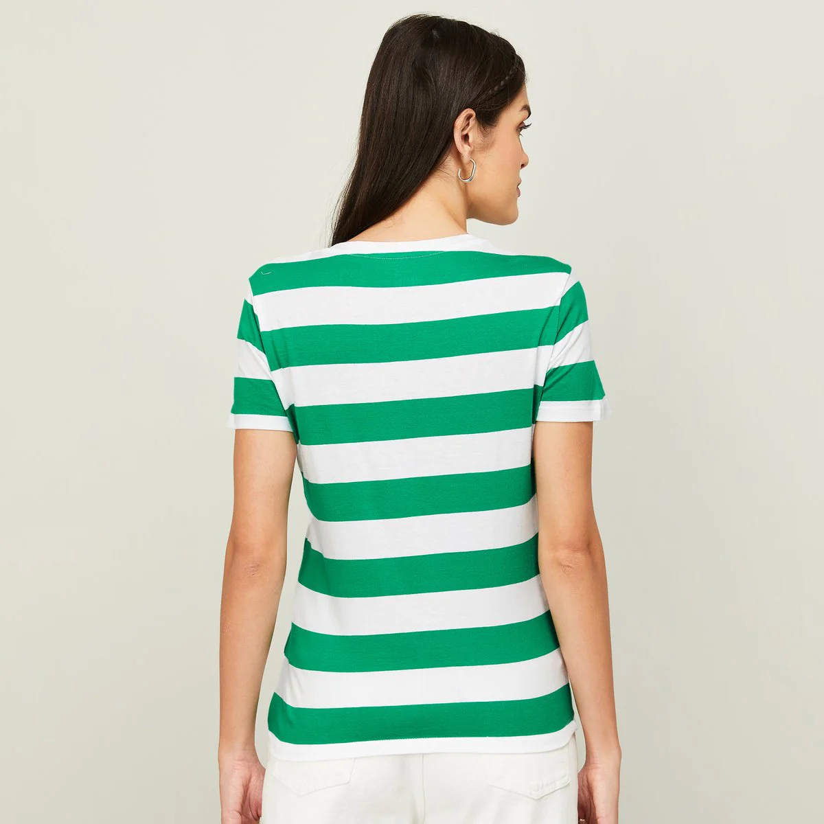 SmileyWorld Women Striped Round Neck T-Shirt - Image 5