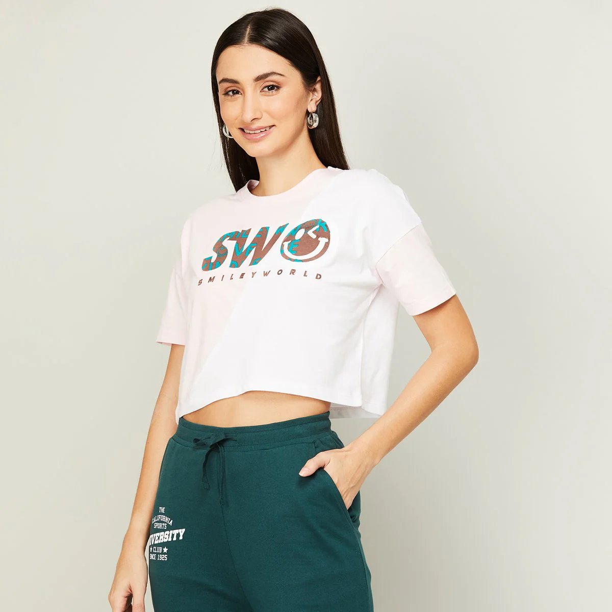 SmileyWorld Women Typographic Printed Crew Neck T-Shirt - Image 3