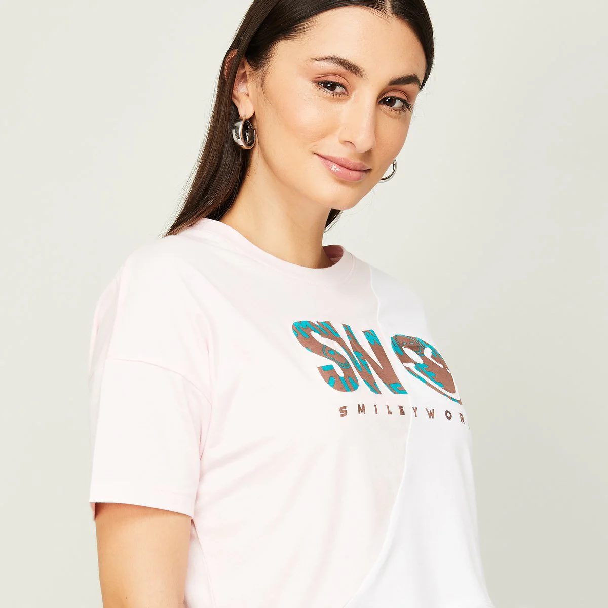 SmileyWorld Women Typographic Printed Crew Neck T-Shirt - Image 4