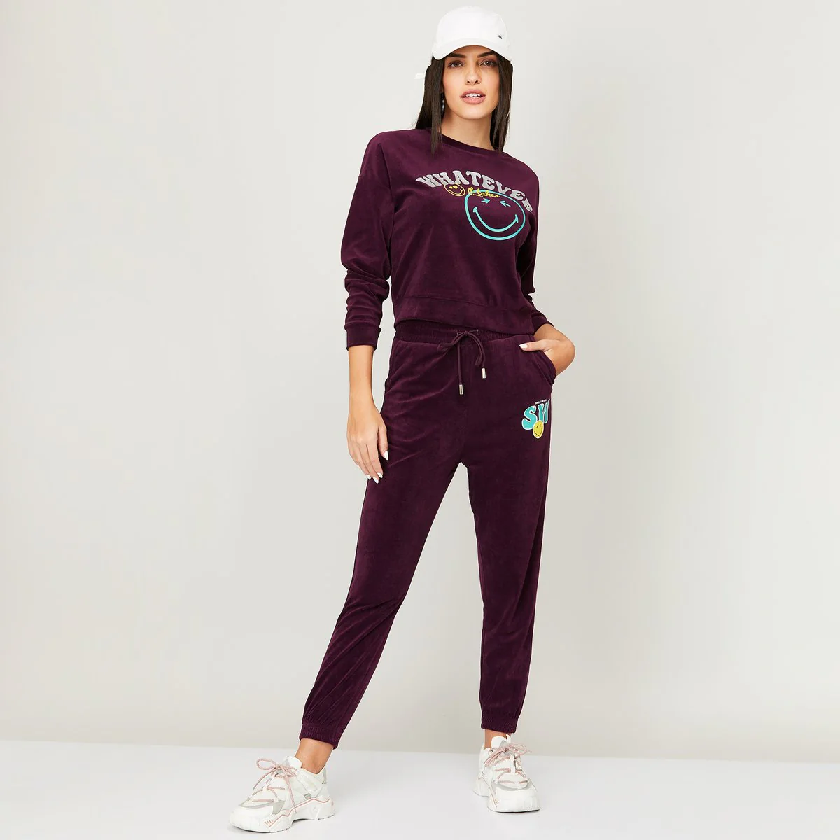 SmileyWorld Women Typographic Printed Drop Shoulder Sweatshirt - Image 5
