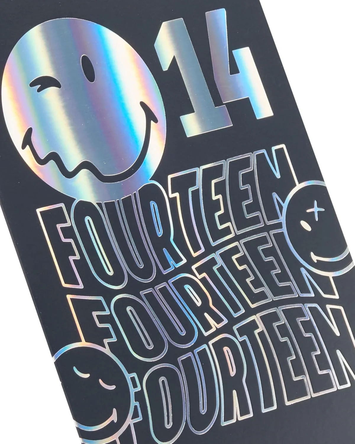 UK Greetings | Smiley World 14th Birthday Card | Happy Birthday Gifts | Him, Boys, Men | Silver Foil Design | With Envelope | 13.3x18.4cm - Image 4