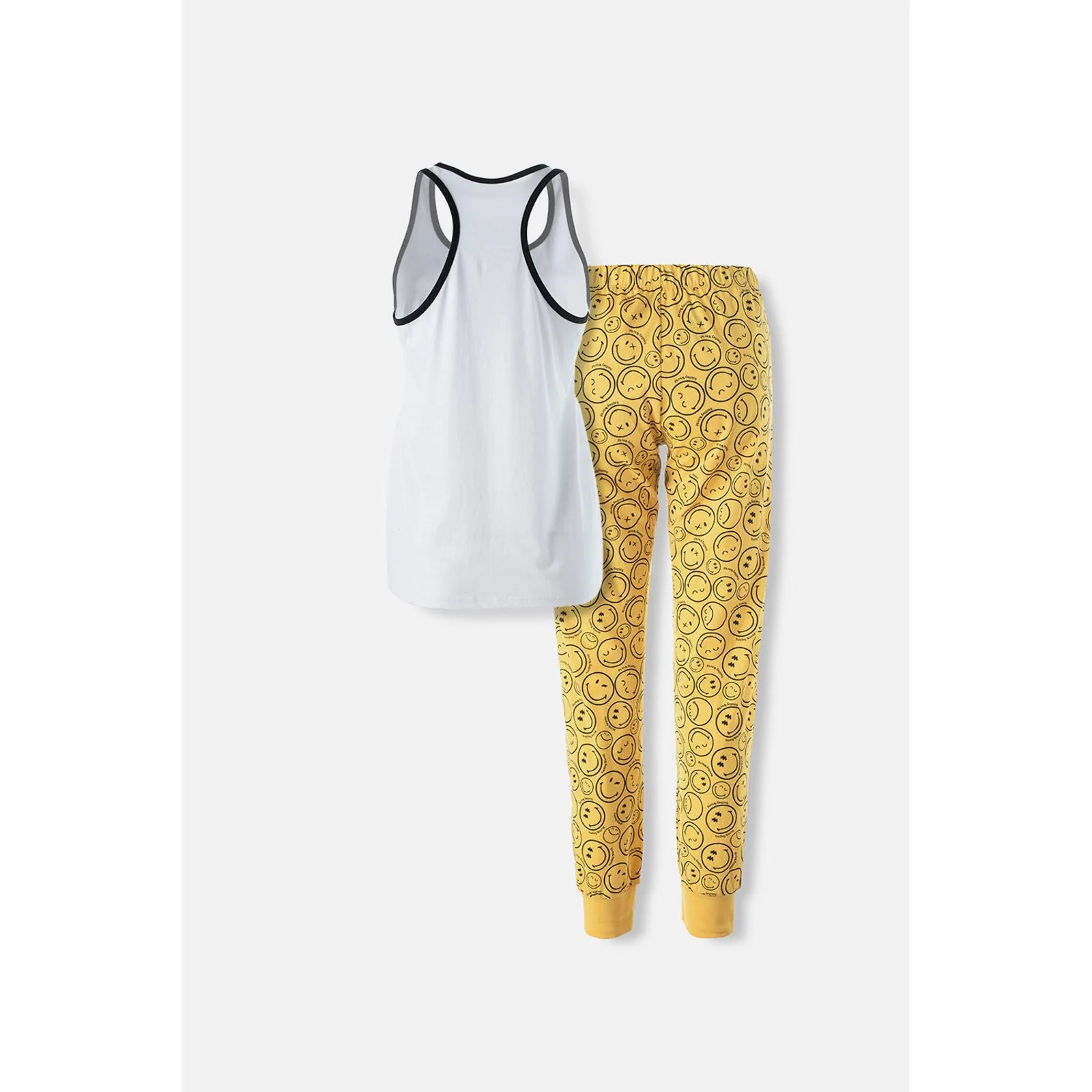 Women's White and Yellow Smiley Long Pants Pajamas - Image 5