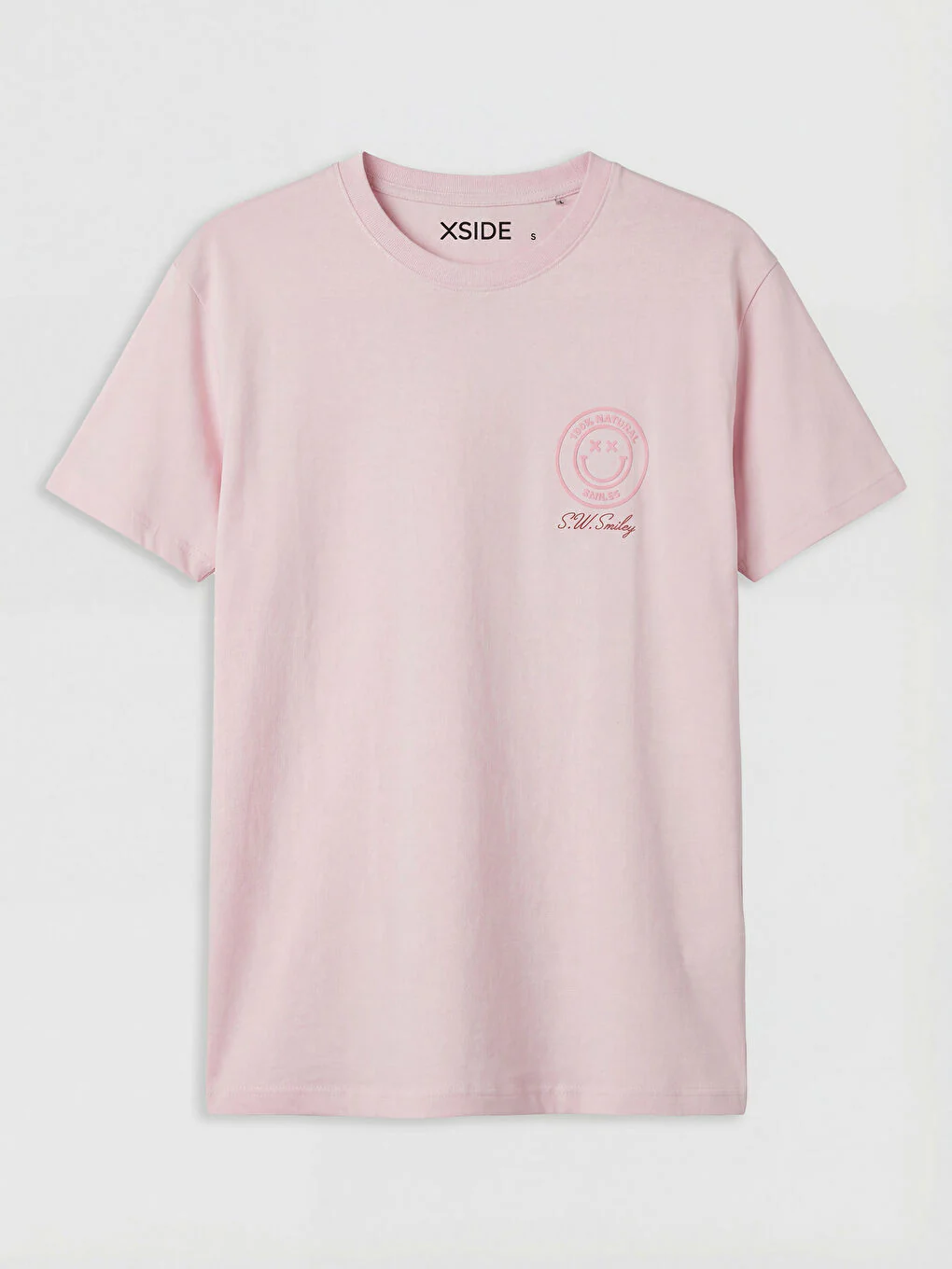 XSIDE Pink Crew Neck S.W. Smiley  Print Women's T-Shirt - Image 5