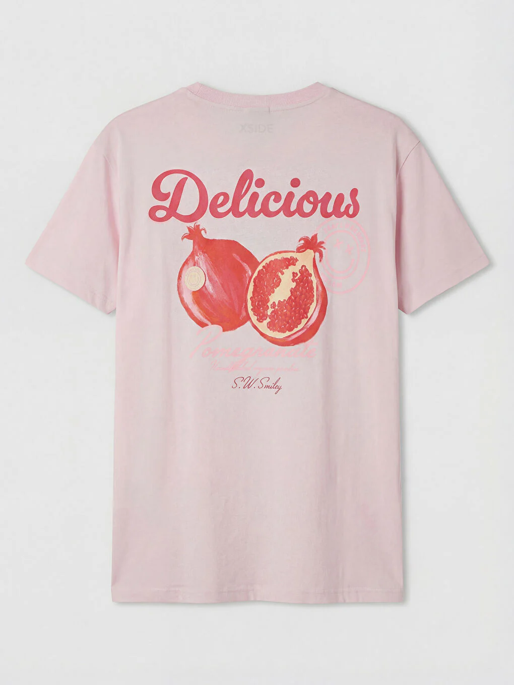 XSIDE Pink Crew Neck S.W. Smiley  Print Women's T-Shirt - Image 6