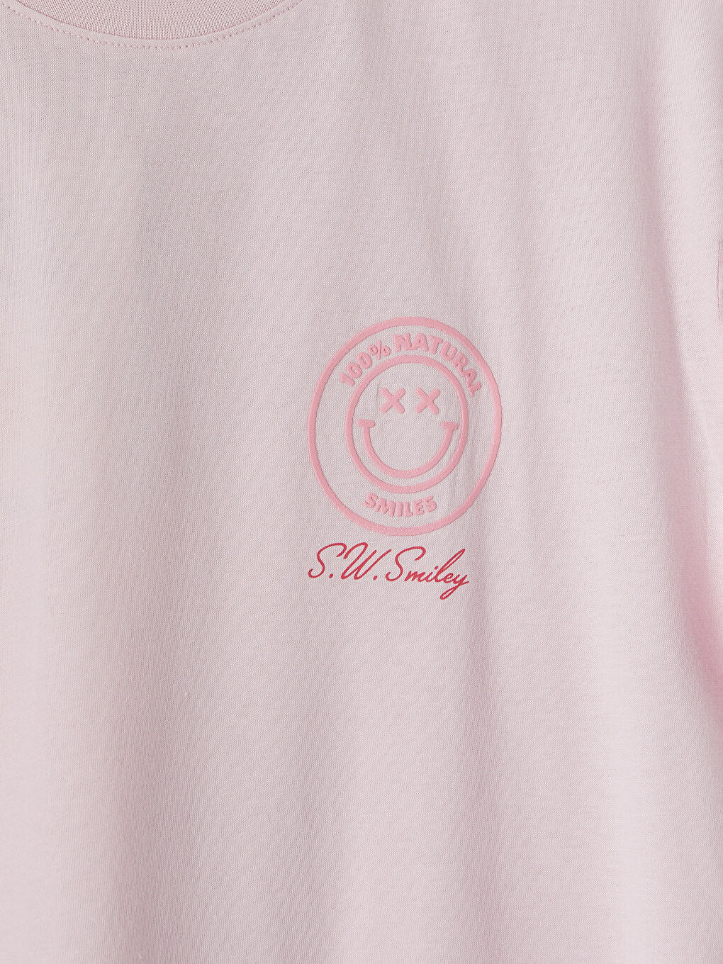 XSIDE Pink Crew Neck S.W. Smiley  Print Women's T-Shirt - Image 7