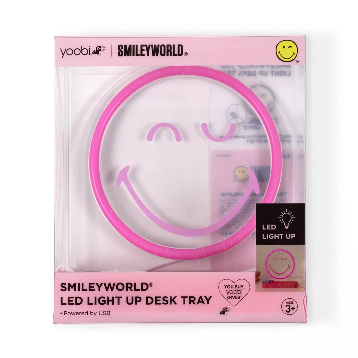 Yoobi SmileyWorld LED Desk Tray Smiley Pink - Image 5